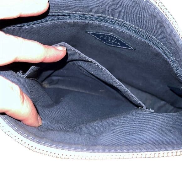 Fossil Dawson Polka Dot Crossbody Bag Purse Gray Navy Mustard Adjustable Strap - Picture 14 of 16